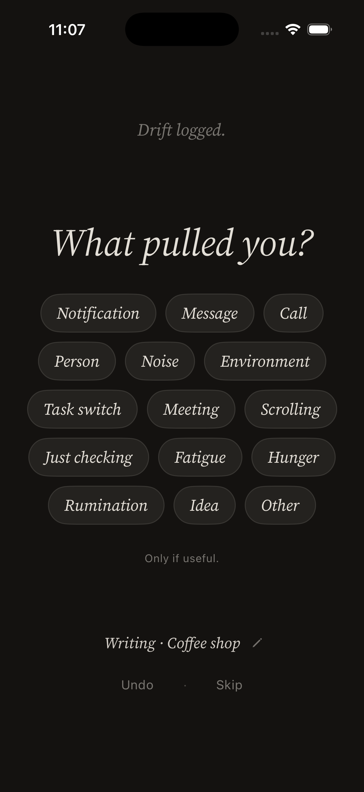 Choosing what pulled your attention